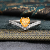 4-Prong Heart Shaped Citrine Engagaement Ring Classic Wedding Ring